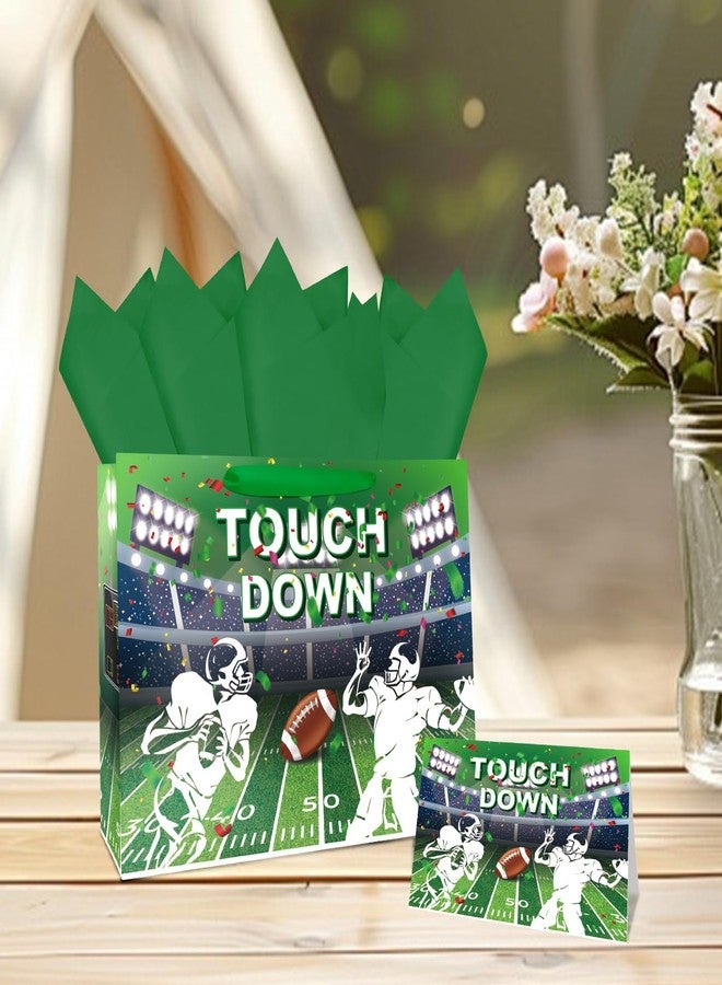 MUNILAIL 13 Inches Football Gift Bag Large Gift Bag with Handle Tissue Paper and Greeting Card for Birthday Baby Shower Football Themed Party Large Paper Gift Bag - Image 4